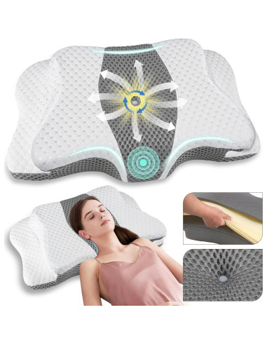 Almohada Cervical QIUBABYO Ajustable Espuma Viscoelástica