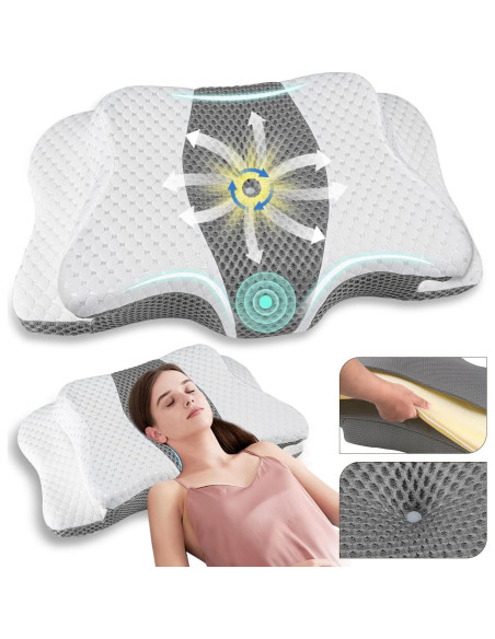 Almohada Cervical QIUBABYO Ajustable Espuma Viscoelástica