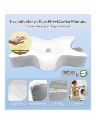 Almohada Cervical Ergonomica SurSynch 60x38 cm Espuma Viscoelástica