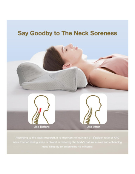 Almohada Cervical Ergonomica SurSynch 60x38 cm Espuma Viscoelástica