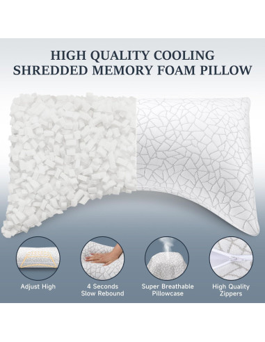 Almohadas COZSINOOR Queen Ajustables Espuma Viscoelástica 2 Pzas