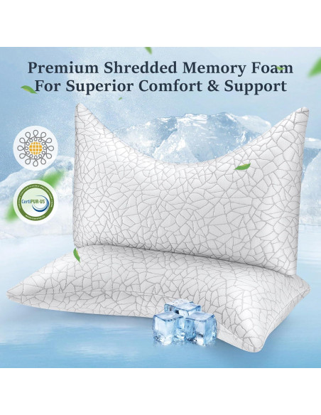 Almohadas COZSINOOR Queen Ajustables Espuma Viscoelástica 2 Pzas