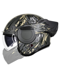 Casco Modular ILM Vintage Verde Militar S con Protector 180