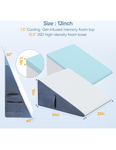 Almohada en Cuña Welzona 30 cm Espuma de Memoria Lavable 2