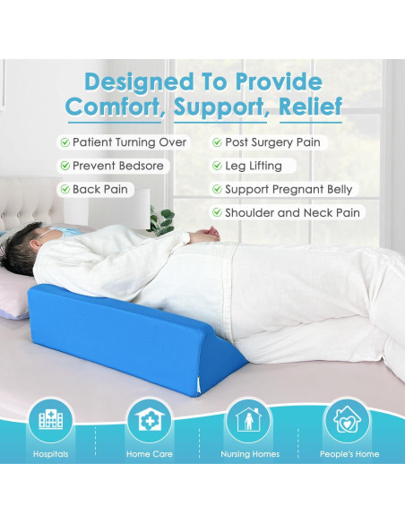 Cojín en Cuña NEPPT Azul para Dormir y Soporte Espalda