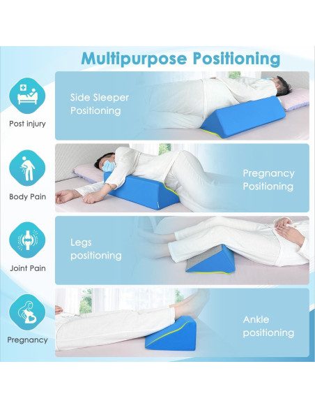 Cojín en Cuña NEPPT Azul para Dormir y Soporte Espalda