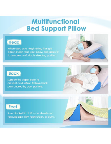 Cojín en Cuña NEPPT Azul para Dormir y Soporte Espalda