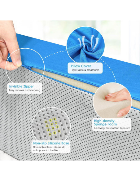 Cojín en Cuña NEPPT Azul para Dormir y Soporte Espalda