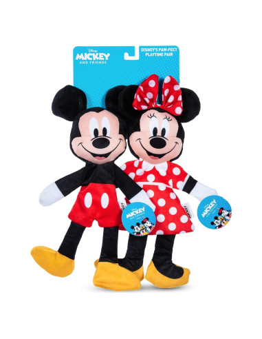 Conjunto 2 Juguetes Peluche Perro Mickey Minnie 34cm