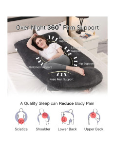 Almohada de Embarazo ALLOPERA Jshape 144,78 cm Terciopelo 2