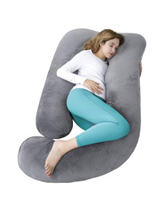 Almohada de Embarazo AMCATON 150 cm Terciopelo Gris