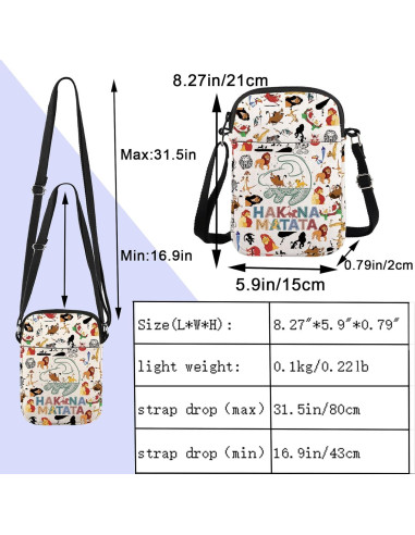 Bolsa Cruzada de Algodón y Lino ENSIANTH León 21x15cm