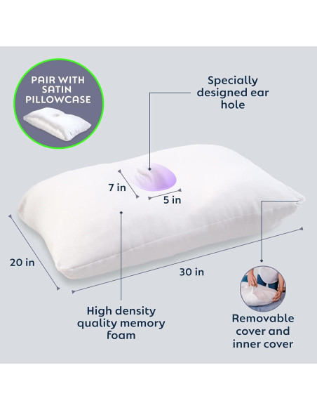 Almohada Ajustable PureComfort con Agujero para Oreja 76 cm