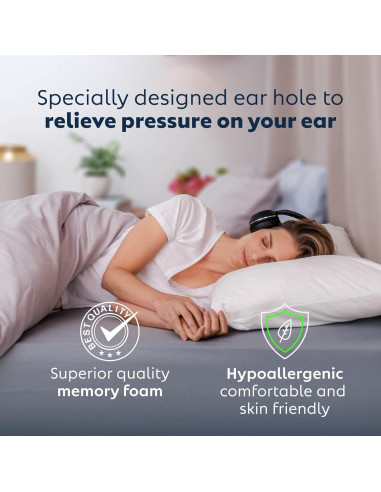 Almohada Ajustable PureComfort con Agujero para Oreja 76 cm