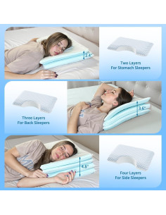 Almohada Ajustable USlixury para Dormir de Lado 60x36 cm 2
