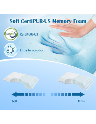 Almohada Ajustable USlixury para Dormir de Lado 60x36 cm