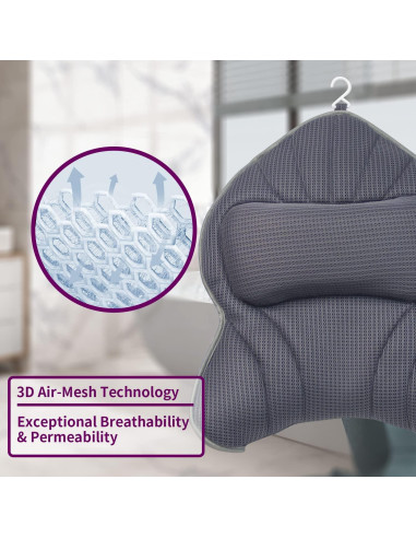 Almohada de Baño Poemland Grande Ergonomica Gris 48x38 cm