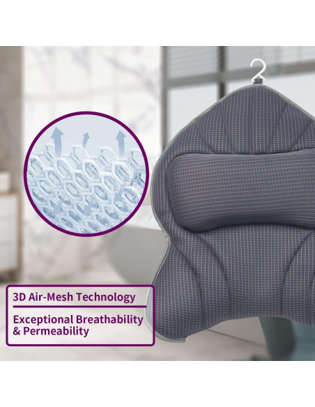 Almohada de Baño Poemland Grande Ergonomica Gris 48x38 cm