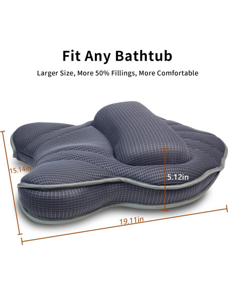 Almohada de Baño Poemland Grande Ergonomica Gris 48x38 cm
