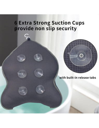 Almohada de Baño Poemland Grande Ergonomica Gris 48x38 cm