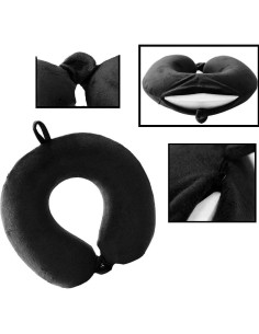 Almohada de Viaje GDEOUP Espuma Viscoelástica Negra 30x30 cm 2