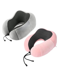 Almohada de Cuello Urnexttour 2 Pack Espuma Memoria Gris/Rosa