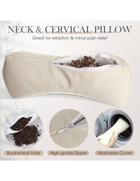 2 Almohadas de Cuello Trigo Sarraceno DoubleFill 38x15 cm