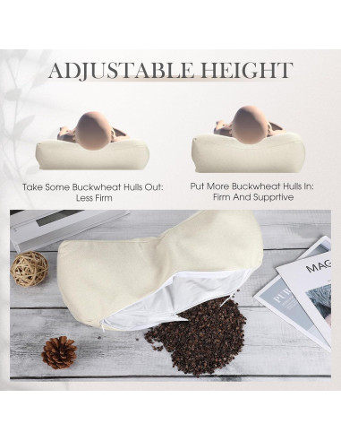 2 Almohadas de Cuello Trigo Sarraceno DoubleFill 38x15 cm