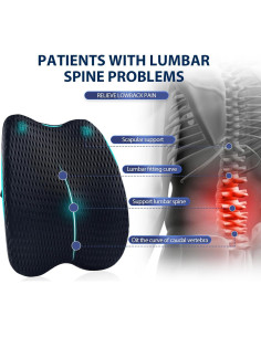 Almohada Lumbar CUISIBOT Espuma Viscoelástica Ajustable Negro 2