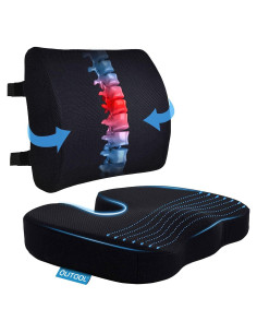 Cojín de Asiento y Almohada Lumbar Qutool Espuma Viscoelástica