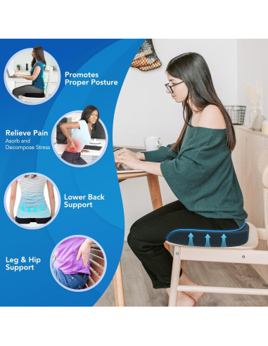 Cojín de Asiento y Almohada Lumbar Qutool Espuma Viscoelástica