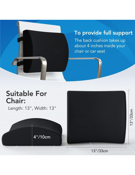 Cojín de Asiento y Almohada Lumbar Qutool Espuma Viscoelástica