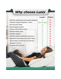 Juego de 6 Almohadas Ortopédicas Lunix LX13 Espuma Memoria 2