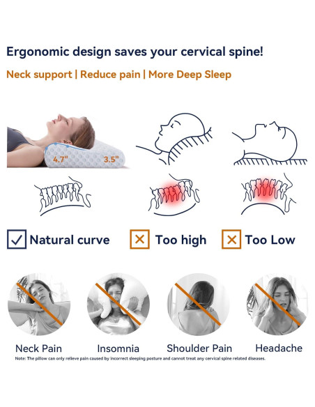 Almohada Contorneada Hcore Espuma Viscoelástica Queen