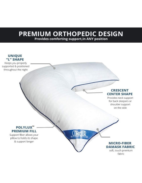 Almohada Contorno en Forma de L para Dormir Lado 1 Cuenta Almohada Contorno en Forma de L para Dormir Lado 1 Cuenta