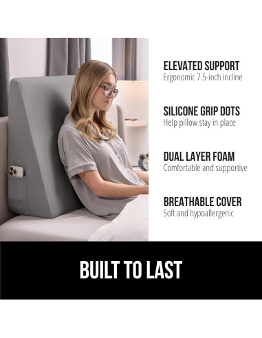 Almohada Cuña Ergonómica Gorilla Grip 61x19cm Gris