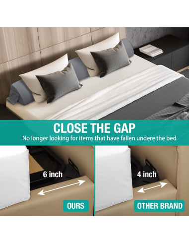 Almohada Cuña Vekkia Reina 60x25x15 cm Gris con Bolsillos