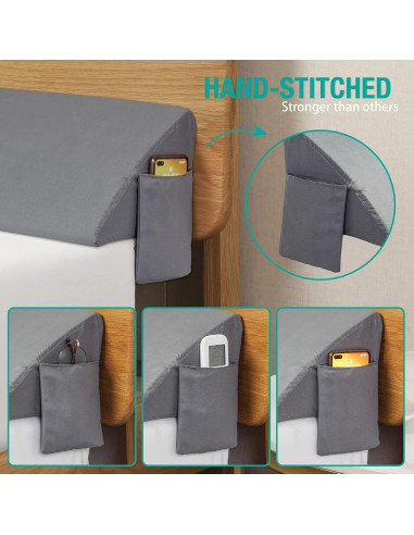 Almohada Cuña Vekkia Reina 60x25x15 cm Gris con Bolsillos