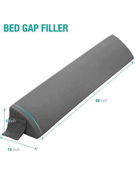 Almohada Cuña Vekkia Reina 60x25x15 cm Gris con Bolsillos