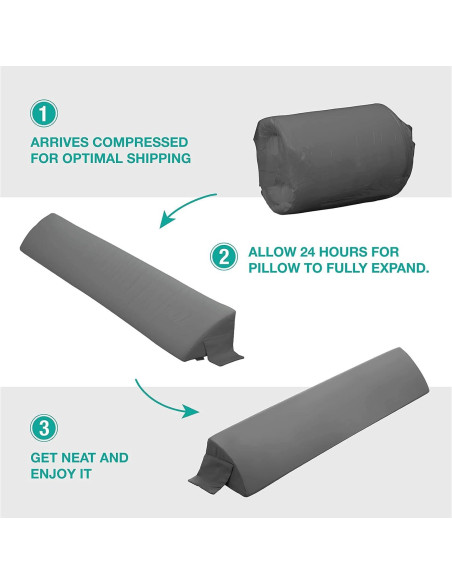 Almohada Cuña Vekkia Reina 60x25x15 cm Gris con Bolsillos