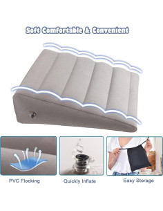 Almohada Inflable en Cuña VOPHIA Gris - Ligera y Portátil 2