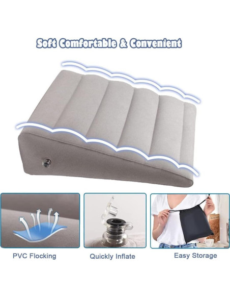 Almohada Inflable en Cuña VOPHIA Gris - Ligera y Portátil