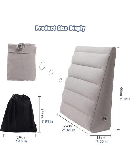 Almohada Inflable en Cuña VOPHIA Gris - Ligera y Portátil