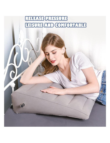 Almohada Inflable en Cuña VOPHIA Gris - Ligera y Portátil
