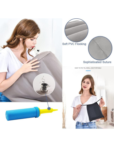 Almohada Inflable en Cuña VOPHIA Gris - Ligera y Portátil