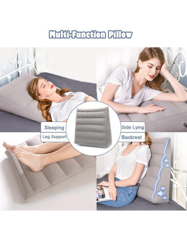 Almohada Inflable en Cuña VOPHIA Gris - Ligera y Portátil