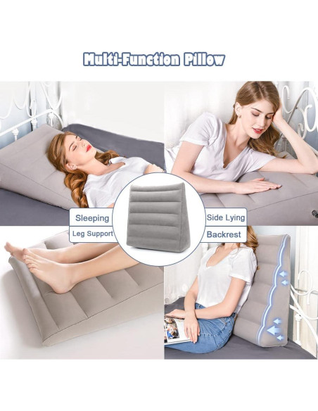 Almohada Inflable en Cuña VOPHIA Gris - Ligera y Portátil