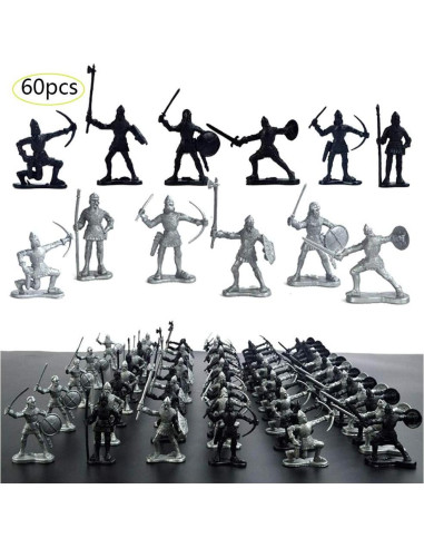 60 Figuras de Soldados Antiguos Lamilla 6 Estilos 6x5 cm