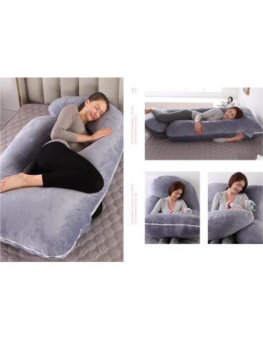 Almohada de Embarazo BATTOP 147x71 cm Suave y Lavable