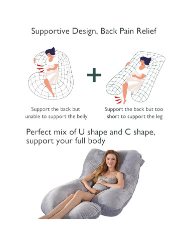 Almohada de Embarazo BATTOP 147x71 cm Suave y Lavable